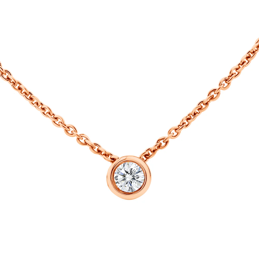 0.11CT Bezel Set Diamond Slider Pendant On Chain 9CT Rose Gold