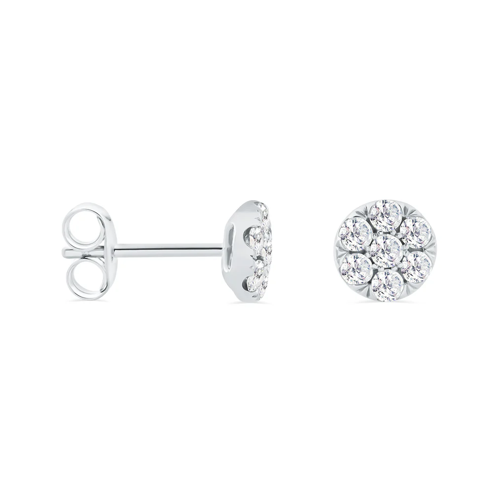 0.50CT Claw Set Diamond Cluster Stud Earrings 9ct White Gol