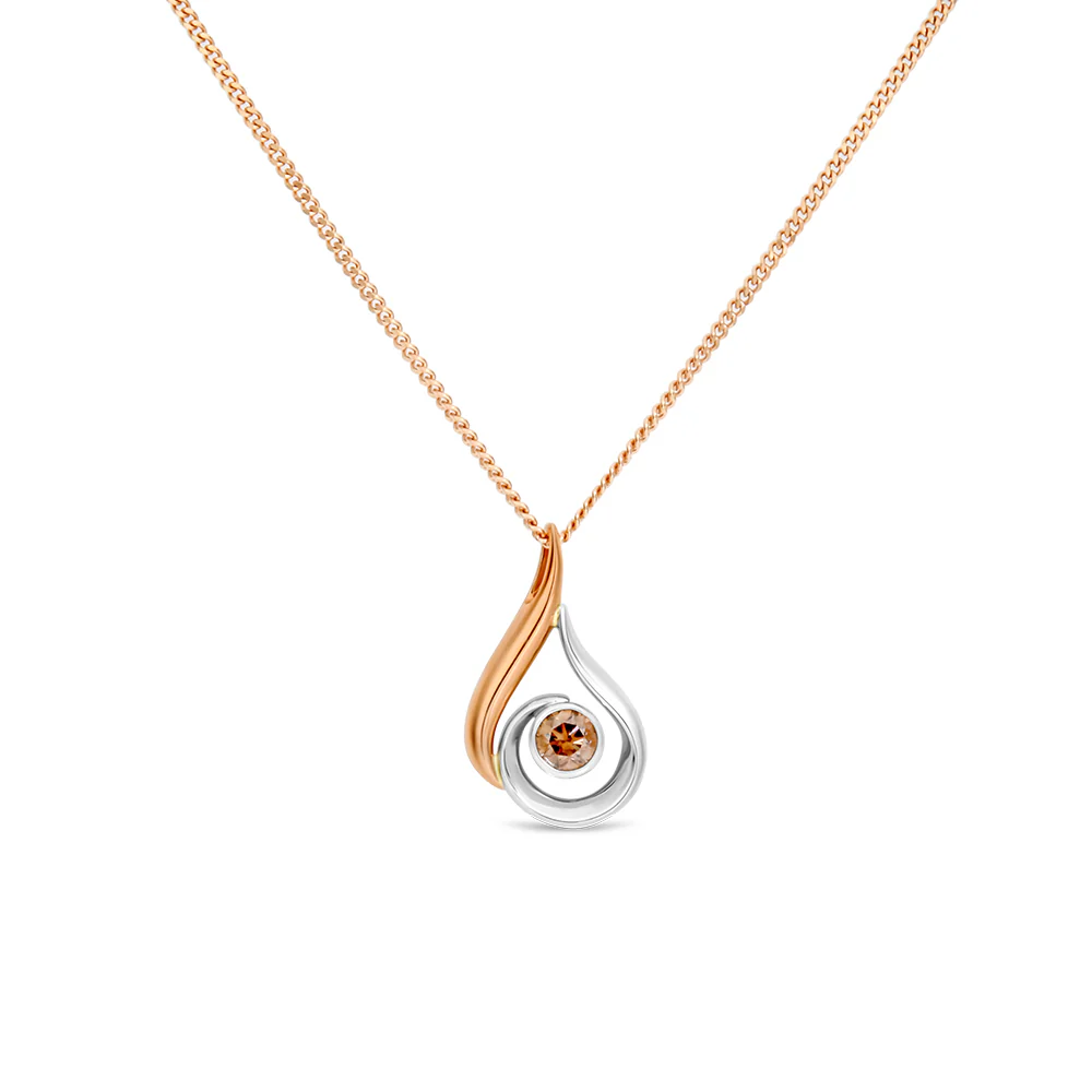 Wave: Australian Chocolate Diamond Necklace - Rose Gold