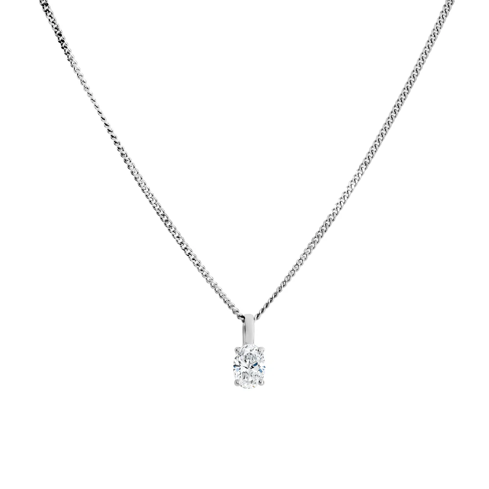 Oval Solitaire Lab Grown Diamond Necklace 0.50ct - White Gold
