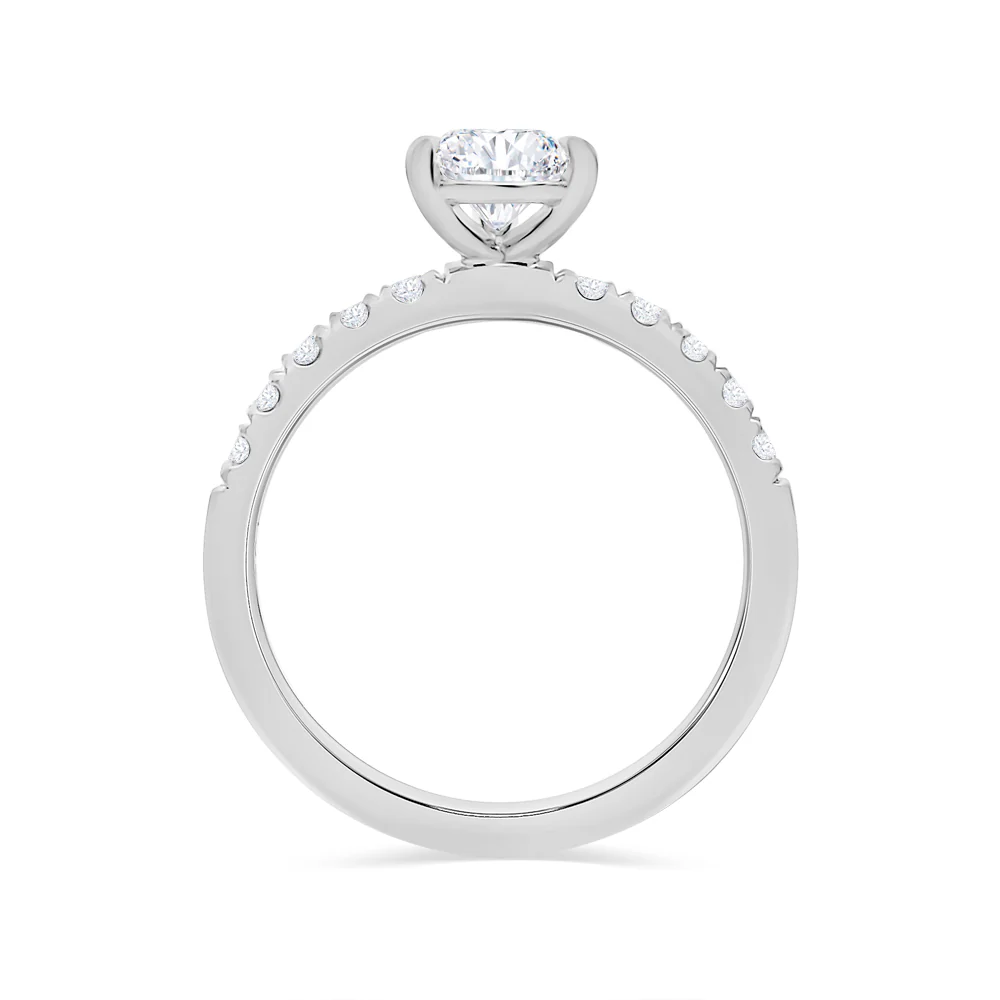 White Gold Lab Grown Solitaire Ring with Shoulder Diamonds - Image 2