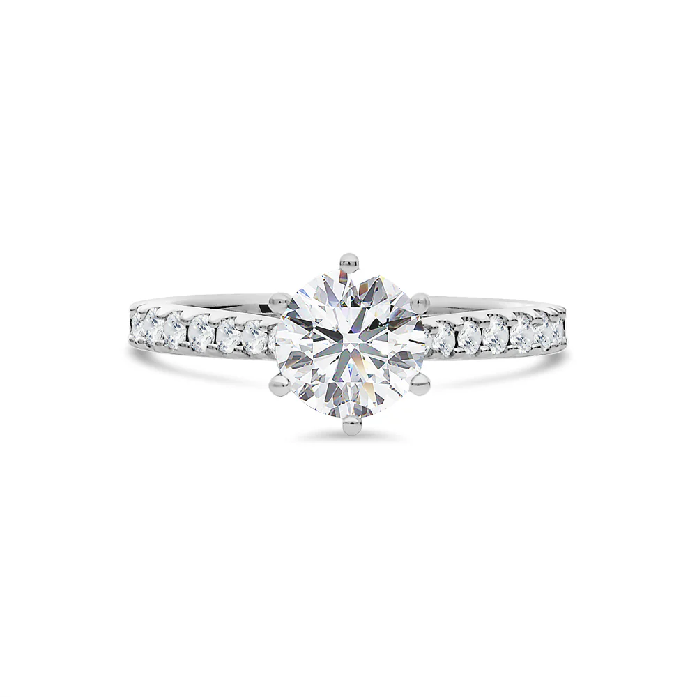 Lab Grown Solitaire with Shoulder Diamonds