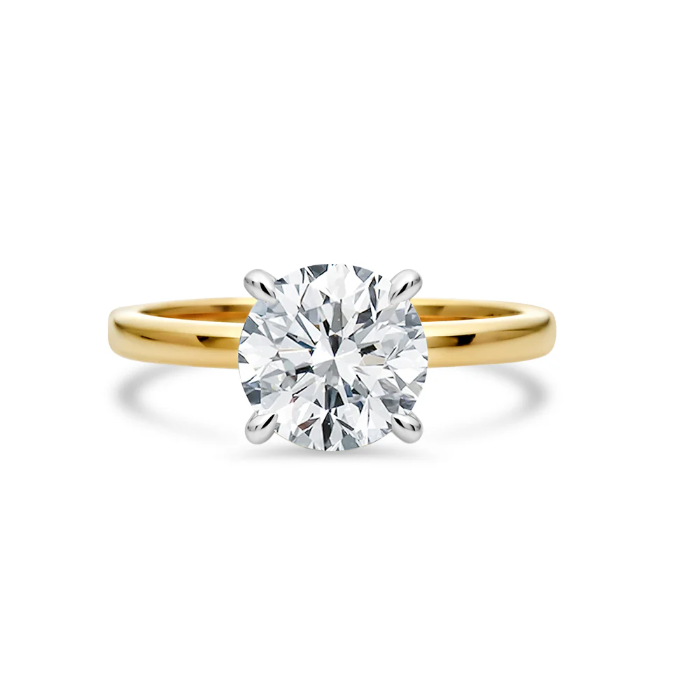 Yellow Gold 4-Claw Lab Grown Diamond Solitaire With Hidden Halo