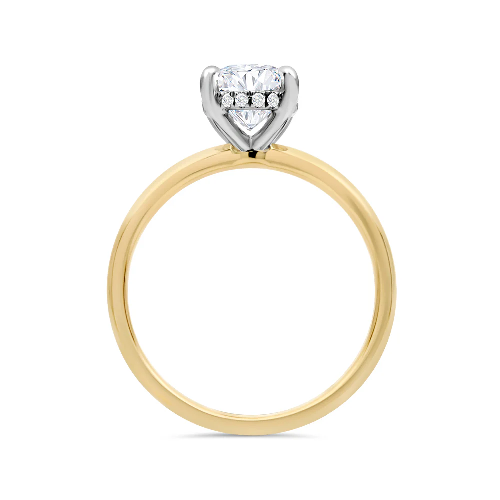 Yellow Gold 4-Claw Lab Grown Diamond Solitaire With Hidden Halo - Image 2