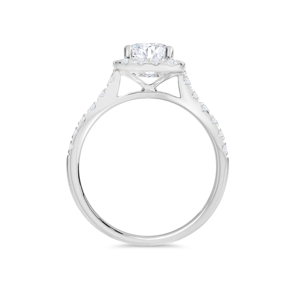 Lab Grown Elongated Cushion Cut Halo with Shoulder Diamonds 1.94ct TDW - White Gold - Image 2