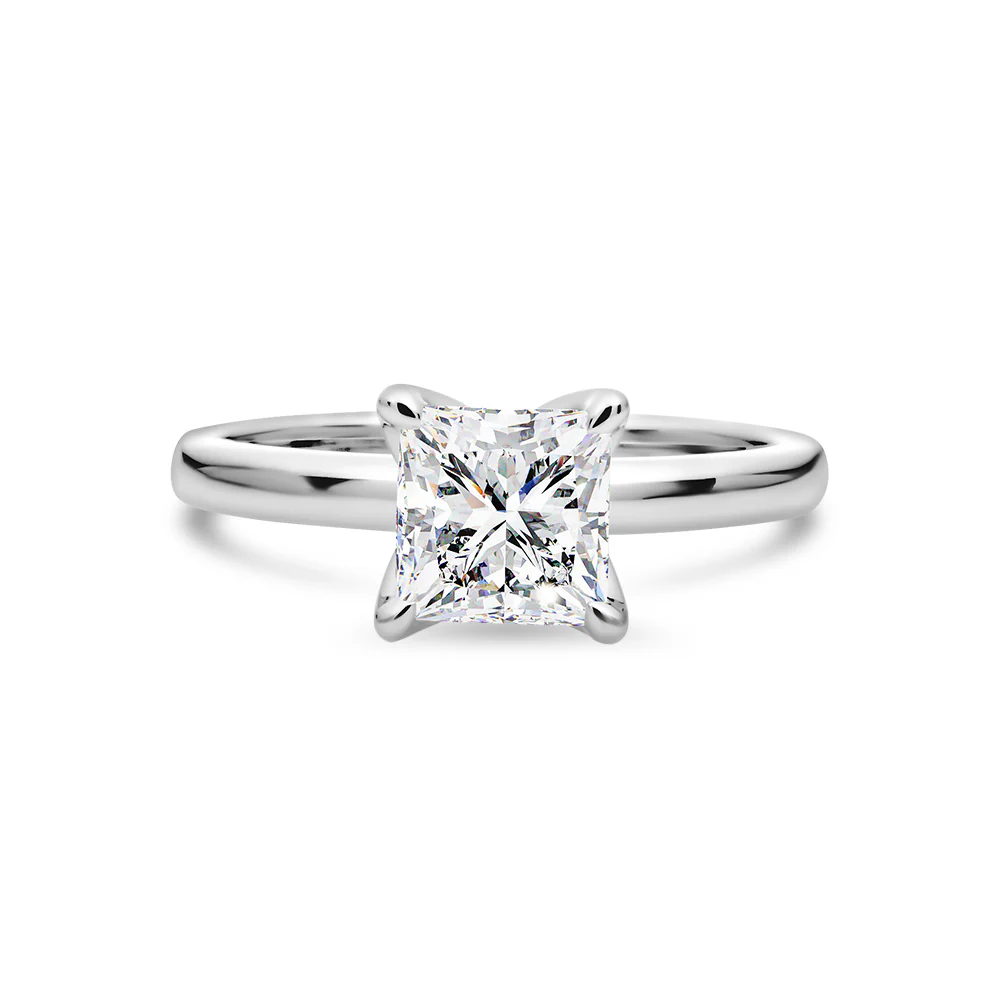 4-Claw Lab Grown Princess Cut Diamond Ring