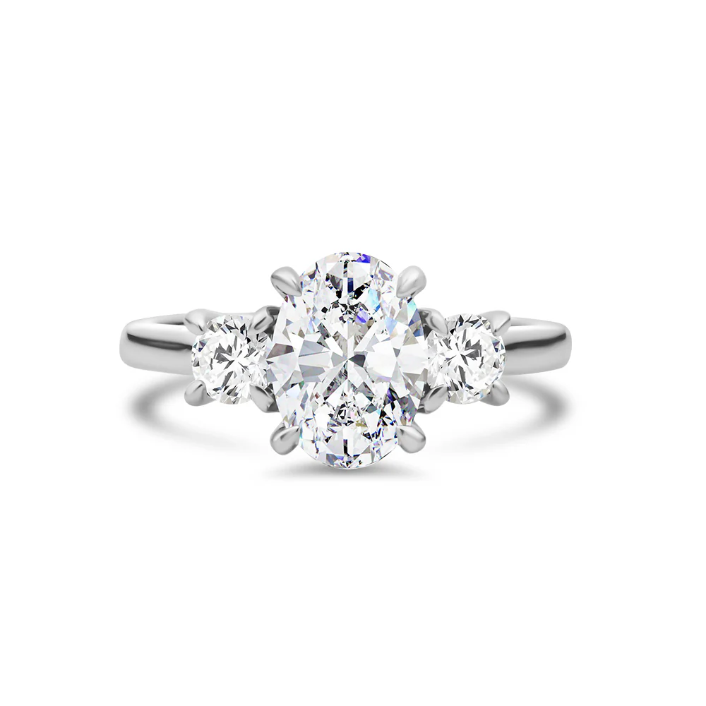Oval Cut Lab Grown Diamond Three Stone Ring