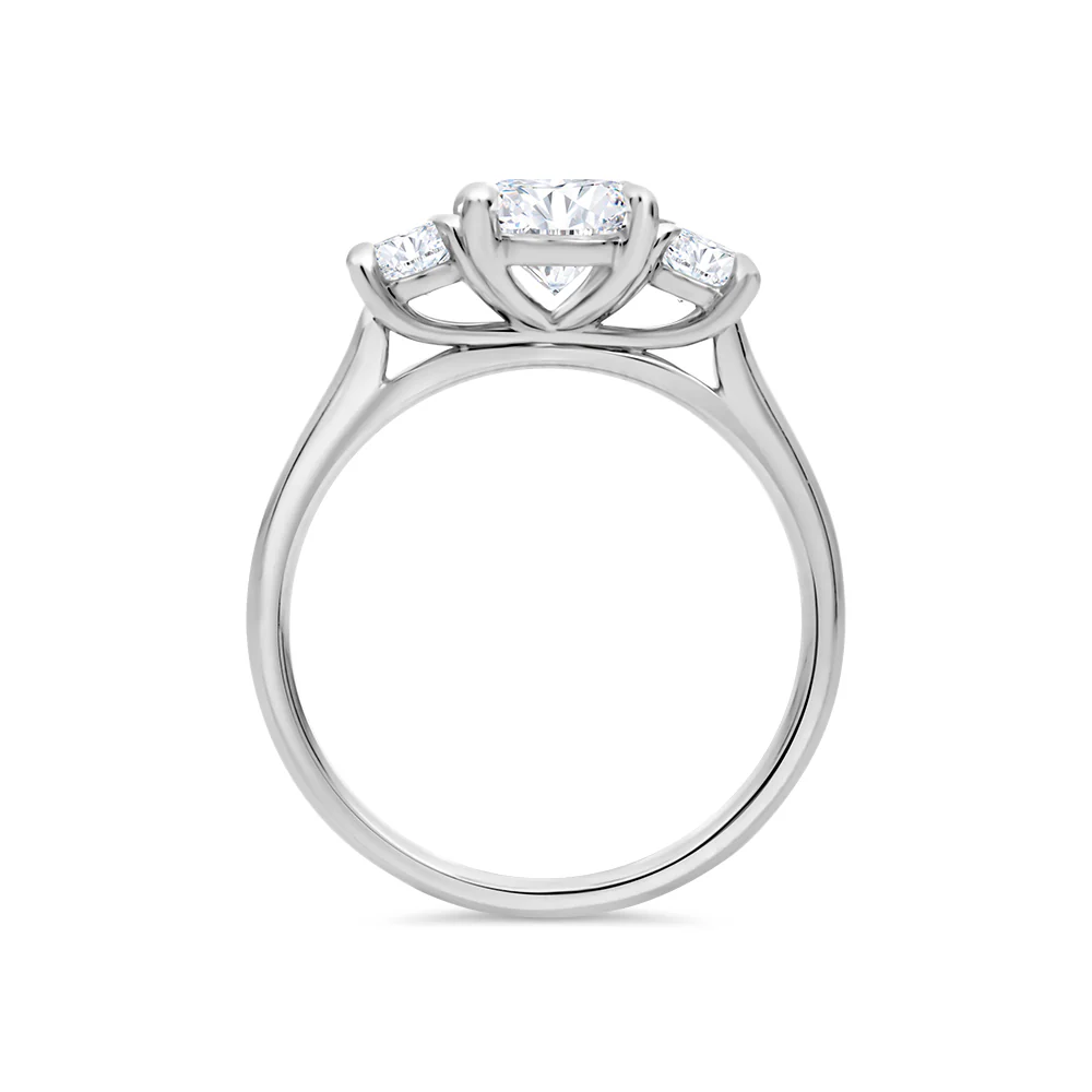 Oval Cut Lab Grown Diamond Three Stone Ring - Image 2