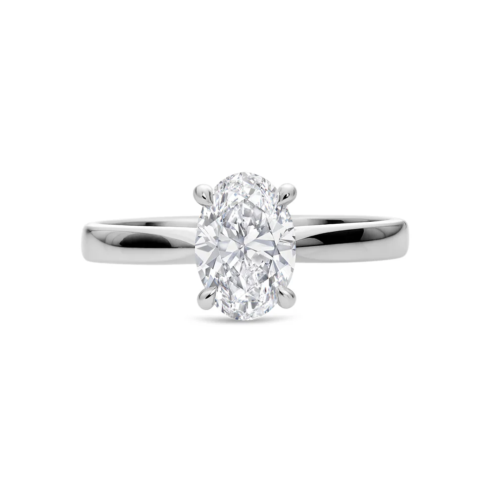 Lab Grown Oval Solitaire Ring 1ct - White Gold