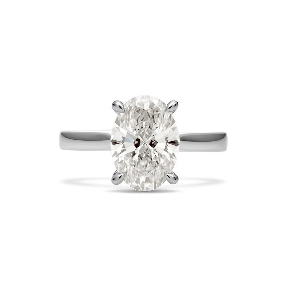 Oval Solitaire Lab Grown Diamond Ring 2.5ct - White Gold