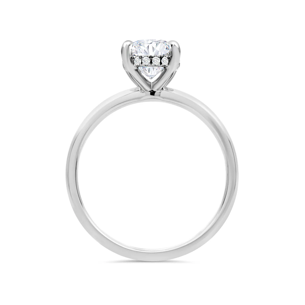 White Gold Oval Cut Lab Grown Diamond Solitaire With Hidden Halo - Image 2