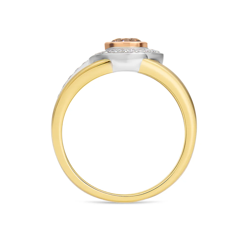 Australian Chocolate Diamond Bezel Set Ring .80ct TDW - Yellow Gold - Image 2