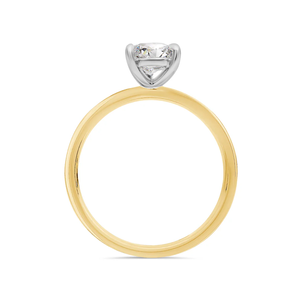 Pear Cut Lab Gown Solitaire Diamond Ring 1ct - Yellow Gold - Image 2