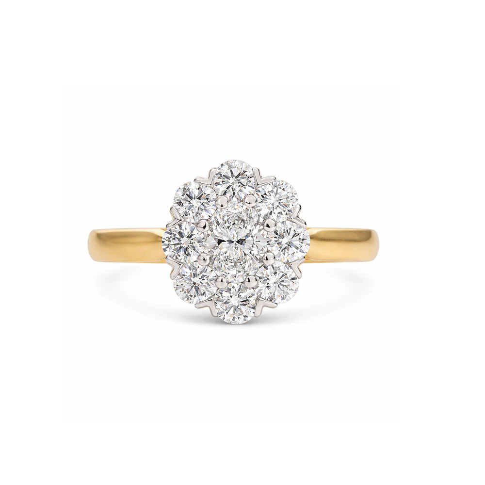 Oval Halo Vintage Inspired Ring 0.99ct TDW - 2 Tone