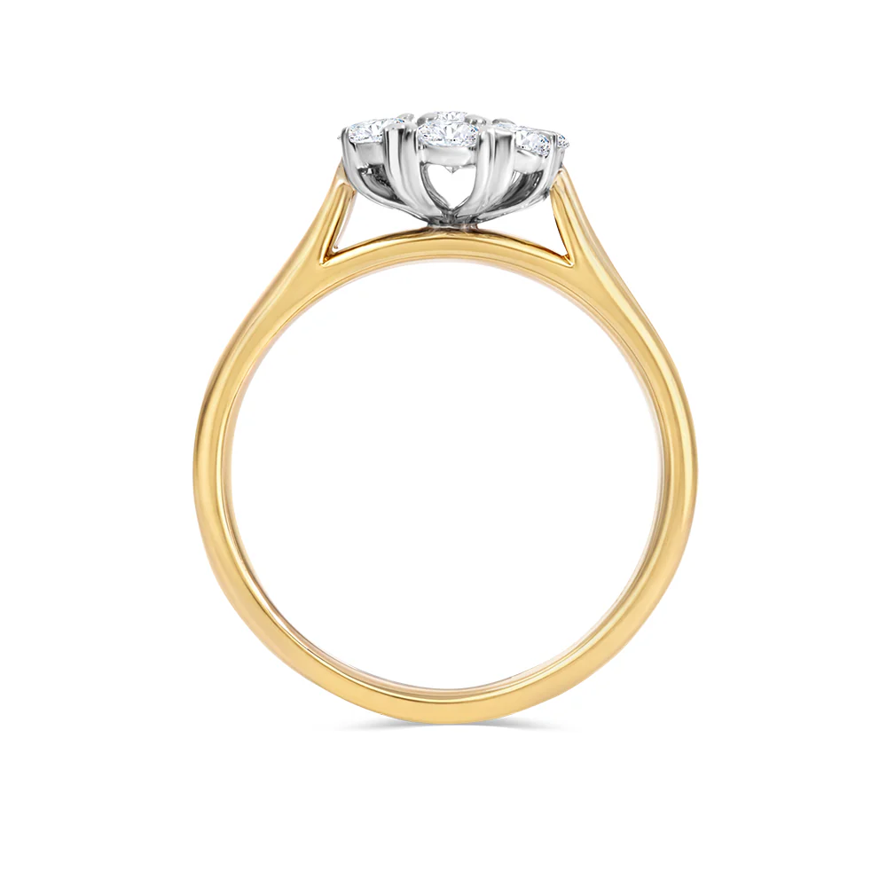 Oval Halo Vintage Inspired Ring 0.99ct TDW - 2 Tone - Image 2