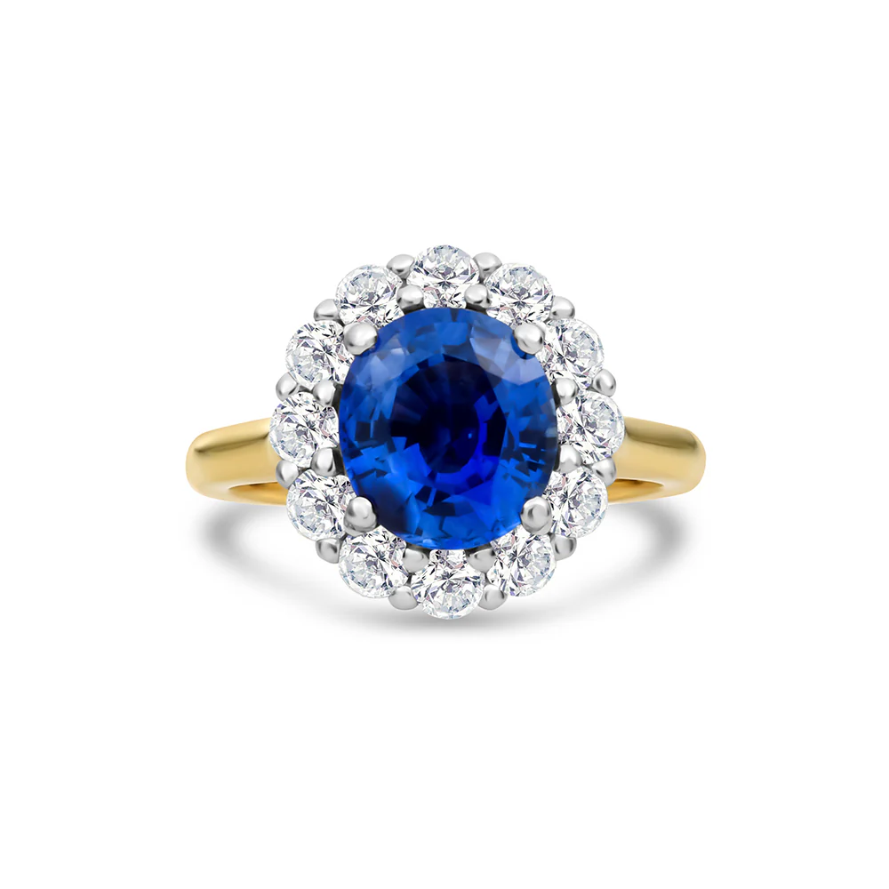 Claw Set Ceylon Sapphire & Diamond Ring