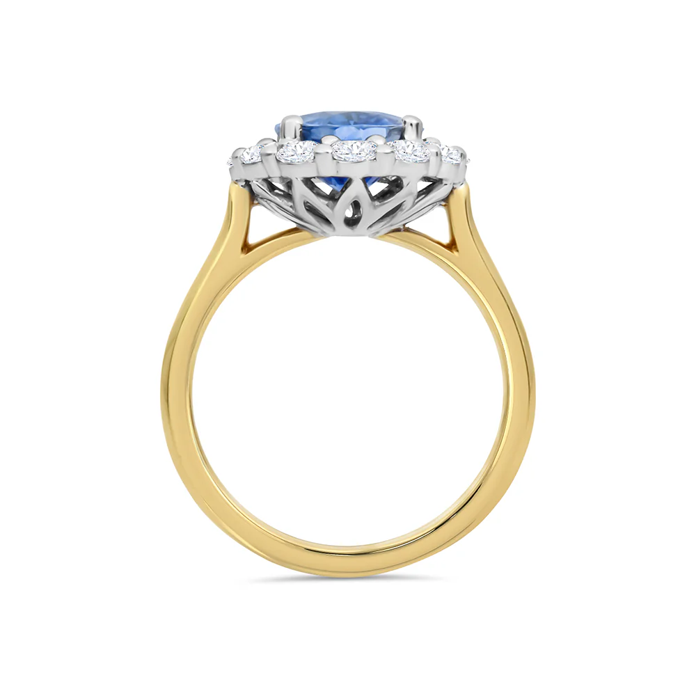 Claw Set Ceylon Sapphire & Diamond Ring - Image 2