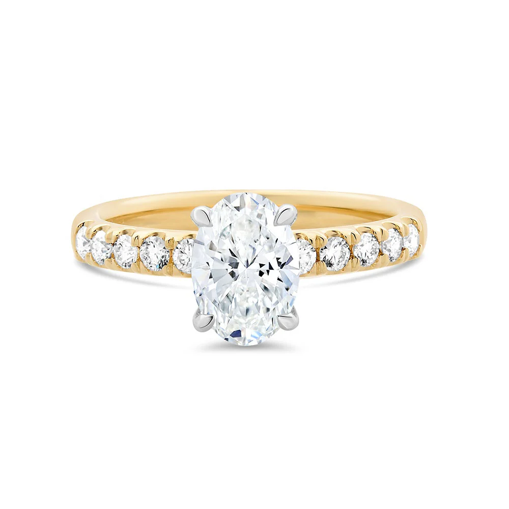 Oval Solitaire with Claw Set Shoulders Lab Grown Diamond Ring