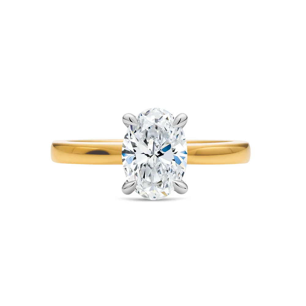 Lab Grown Oval Solitaire Diamond Ring 1.5ct - Yellow Gold