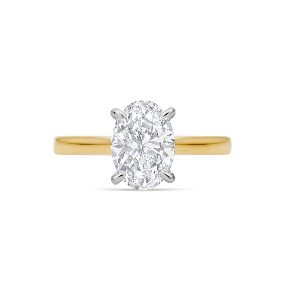 Lab Grown Oval Solitaire Diamond Ring 2ct - Yellow Gold