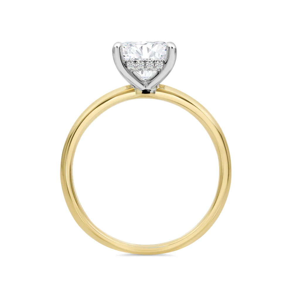 Yellow Gold Princess Cut Lab Grown Diamond Solitaire With Hidden Halo - Image 2