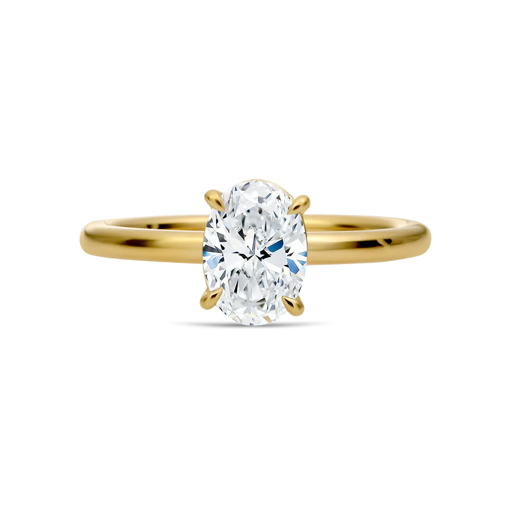 Oval Solitaire Lab Grown Diamond Ring 1ct - Yellow Gold