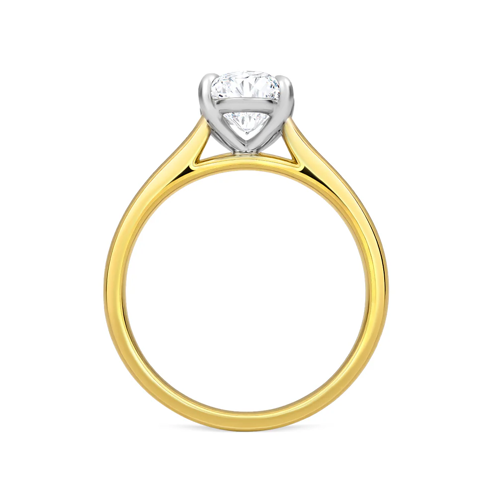 Oval Solitaire Lab Grown Diamond Ring 2ct - Yellow Gold - Image 2