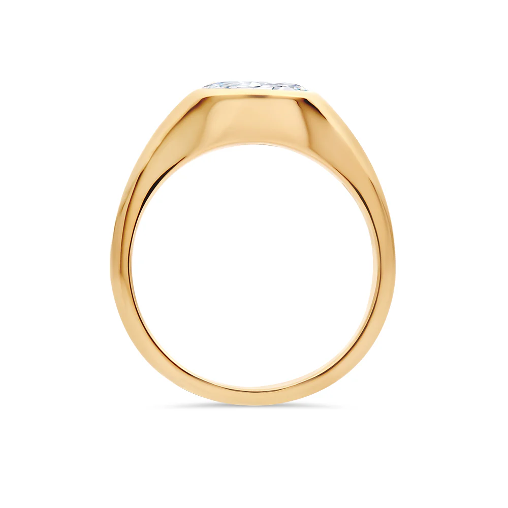 East To West Bezel Set Oval Cut Lab Grown Diamond Ring - Image 2
