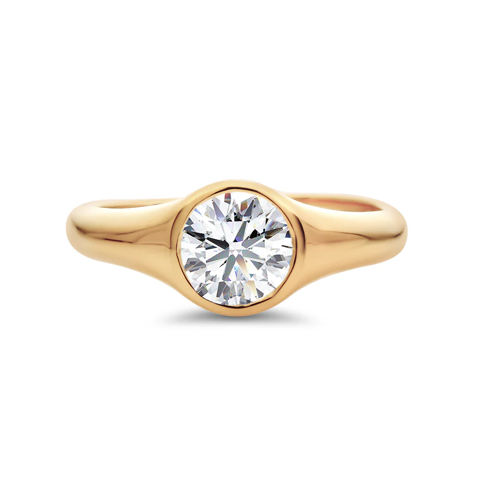 Bezel Set Round Brilliant Cut Lab Grown Diamond Ring