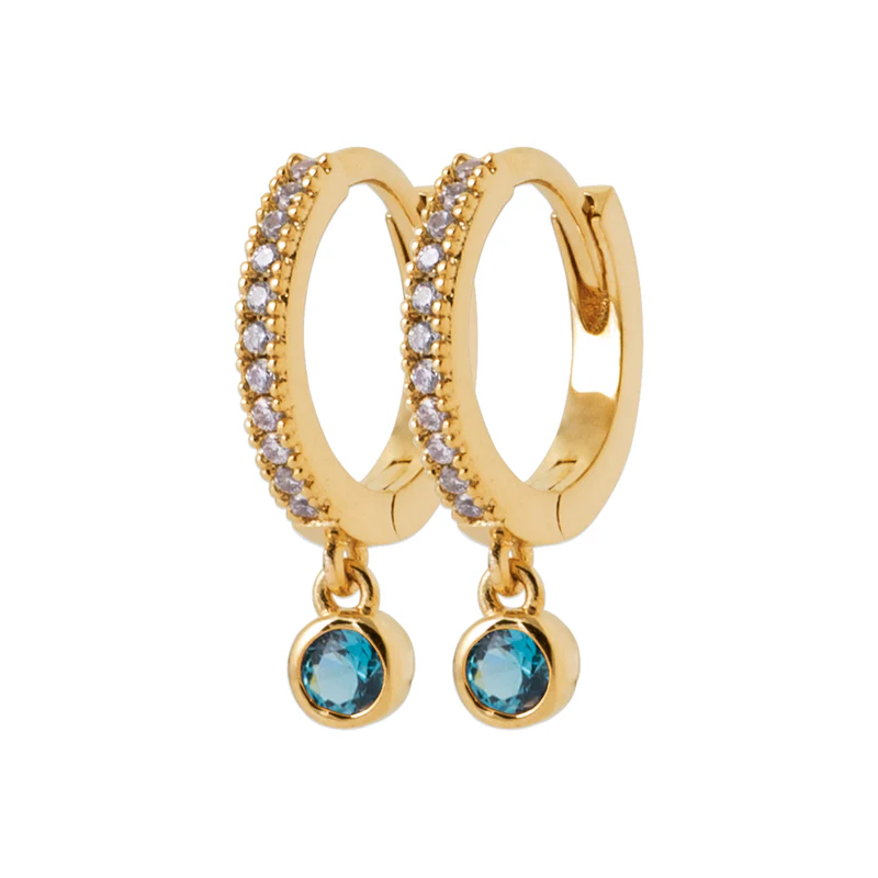 Bobbi Grace Cubic Zirconia Huggie Drop Earrings - Gold Plated