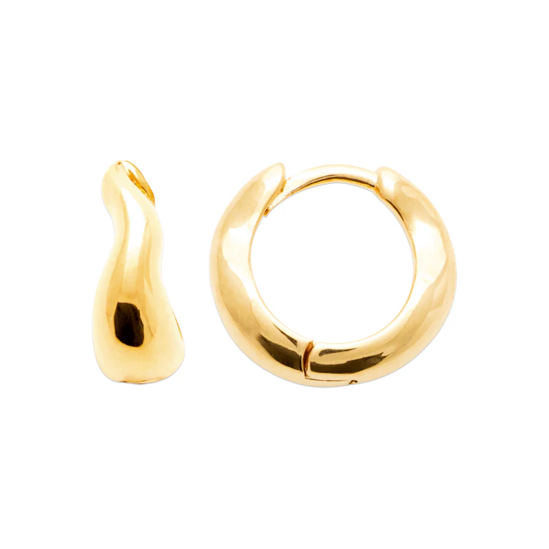 Bobbi Grace 'Wave' Huggie Earrings 12mm - Gold Plated