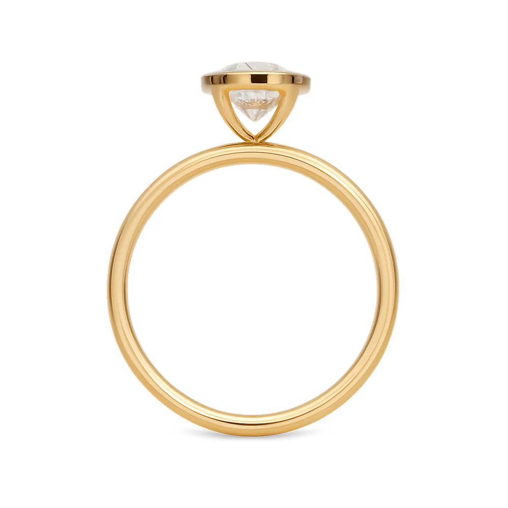 Lab Grown Bezel Set Oval Solitaire Ring 1.5ct - Yellow Gold - Image 2