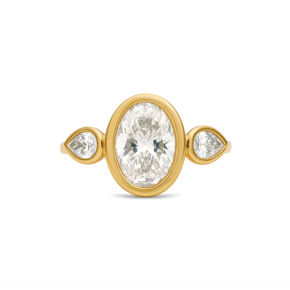 Oval & Pear Cut Lab Grown Diamond Ring - Yellow Gold
