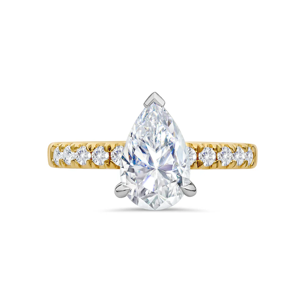 Pear Cut Lab Grown Diamond Solitaire With Shoulder Diamonds