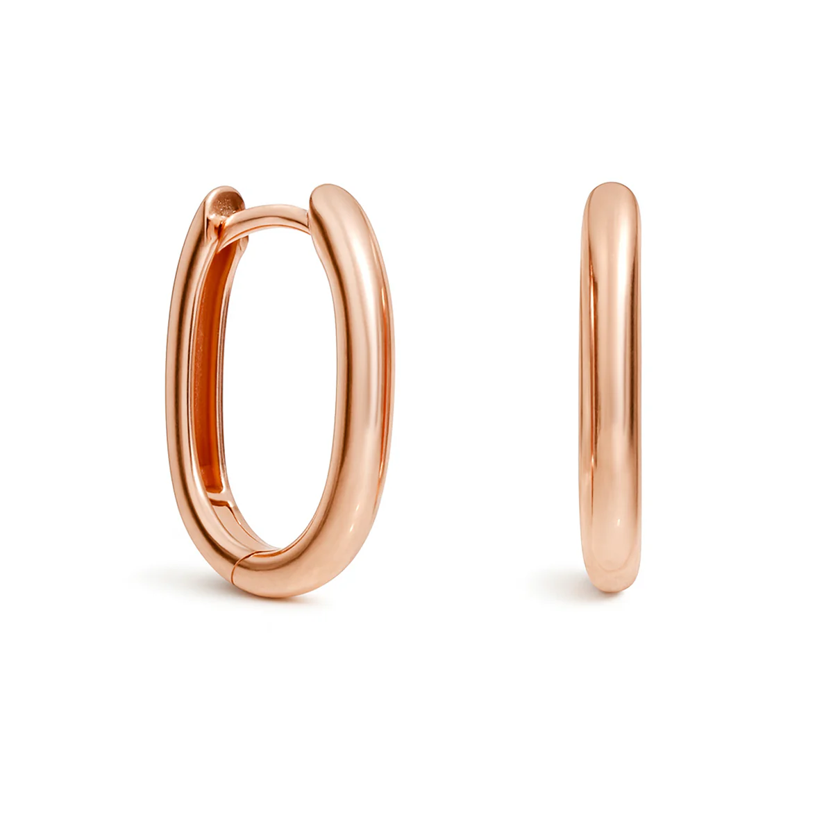 Oval Huggie Earrings 16mm - Rose Gold