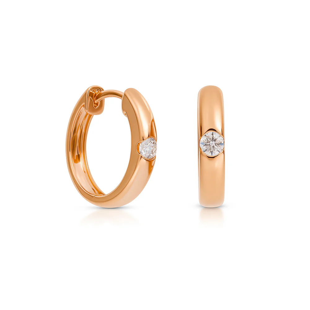 Huggie Diamond Earrings - Rose Gold