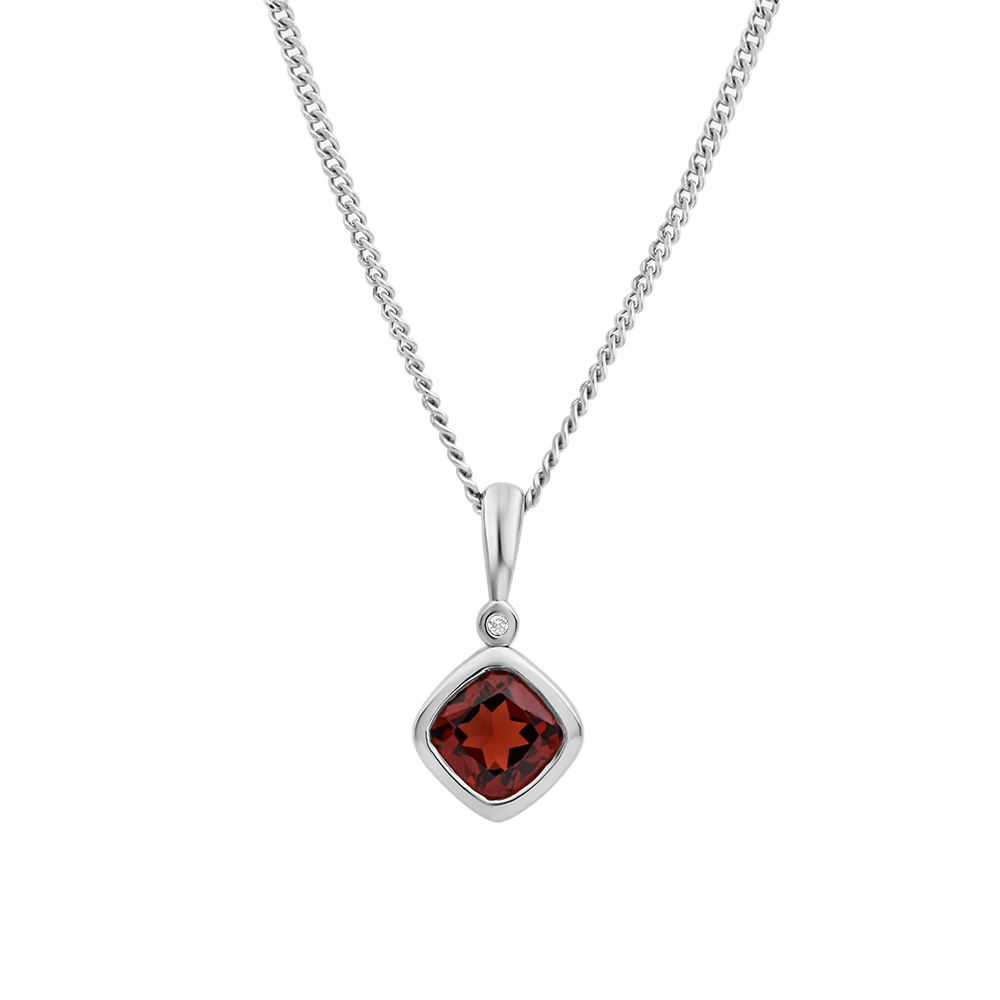 Cushion Cut Garnet & Diamond Necklace