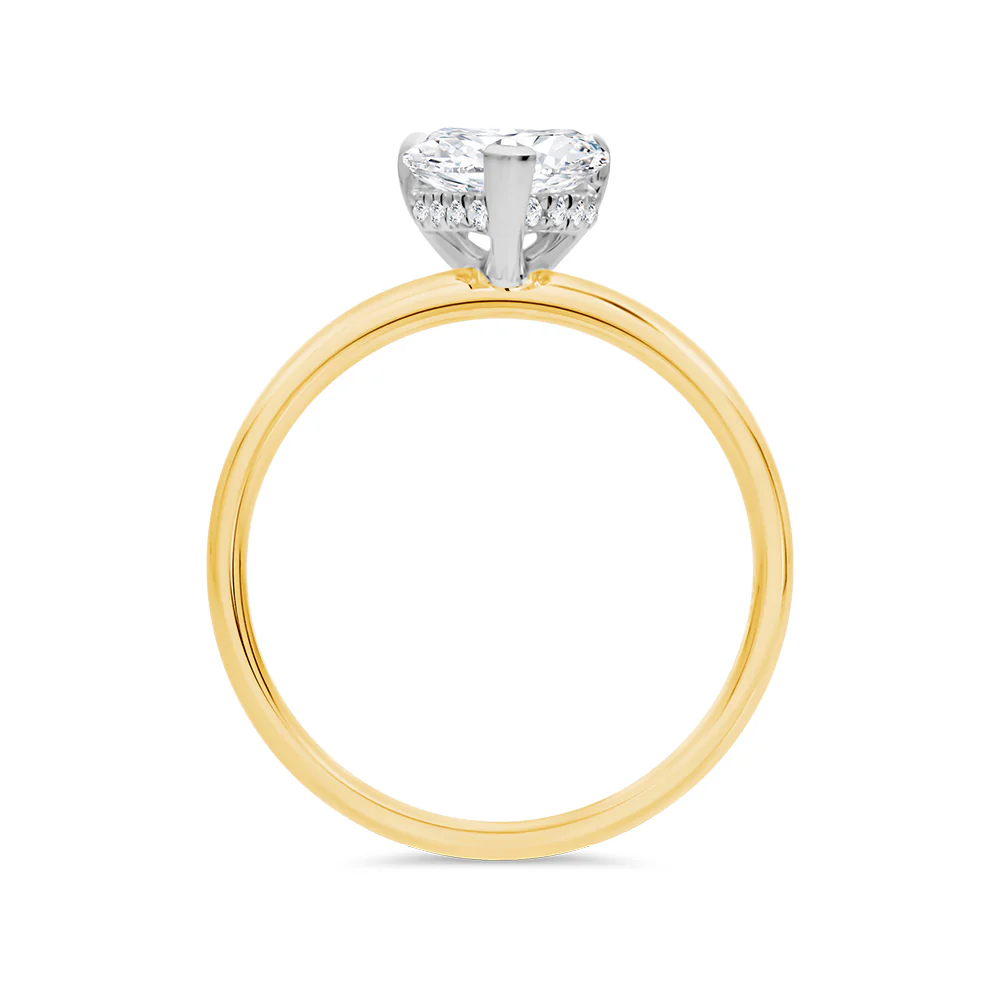 Yellow Gold Heart Cut Lab Grown Diamond Solitaire With Hidden Halo - Image 2