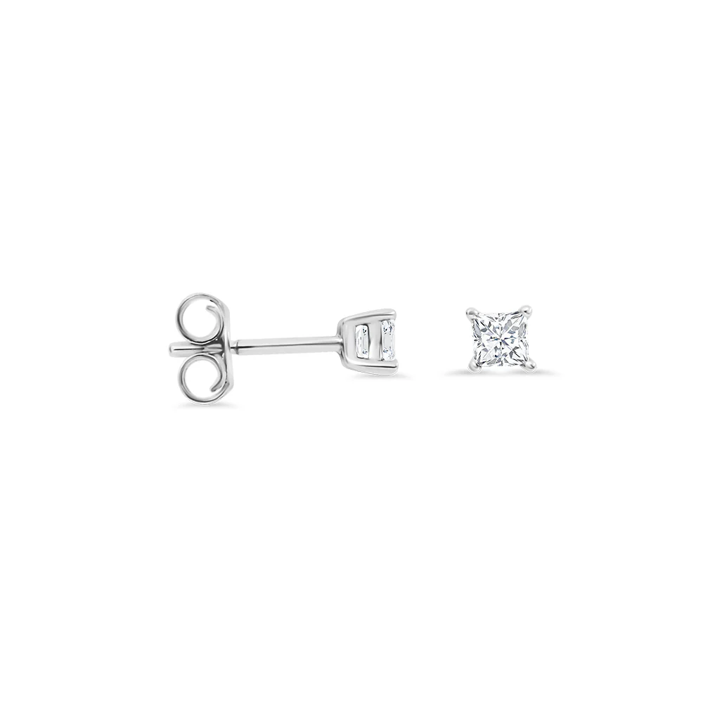 Princess Cut Diamond Stud Earrings 0.25ct TDW - White Gold