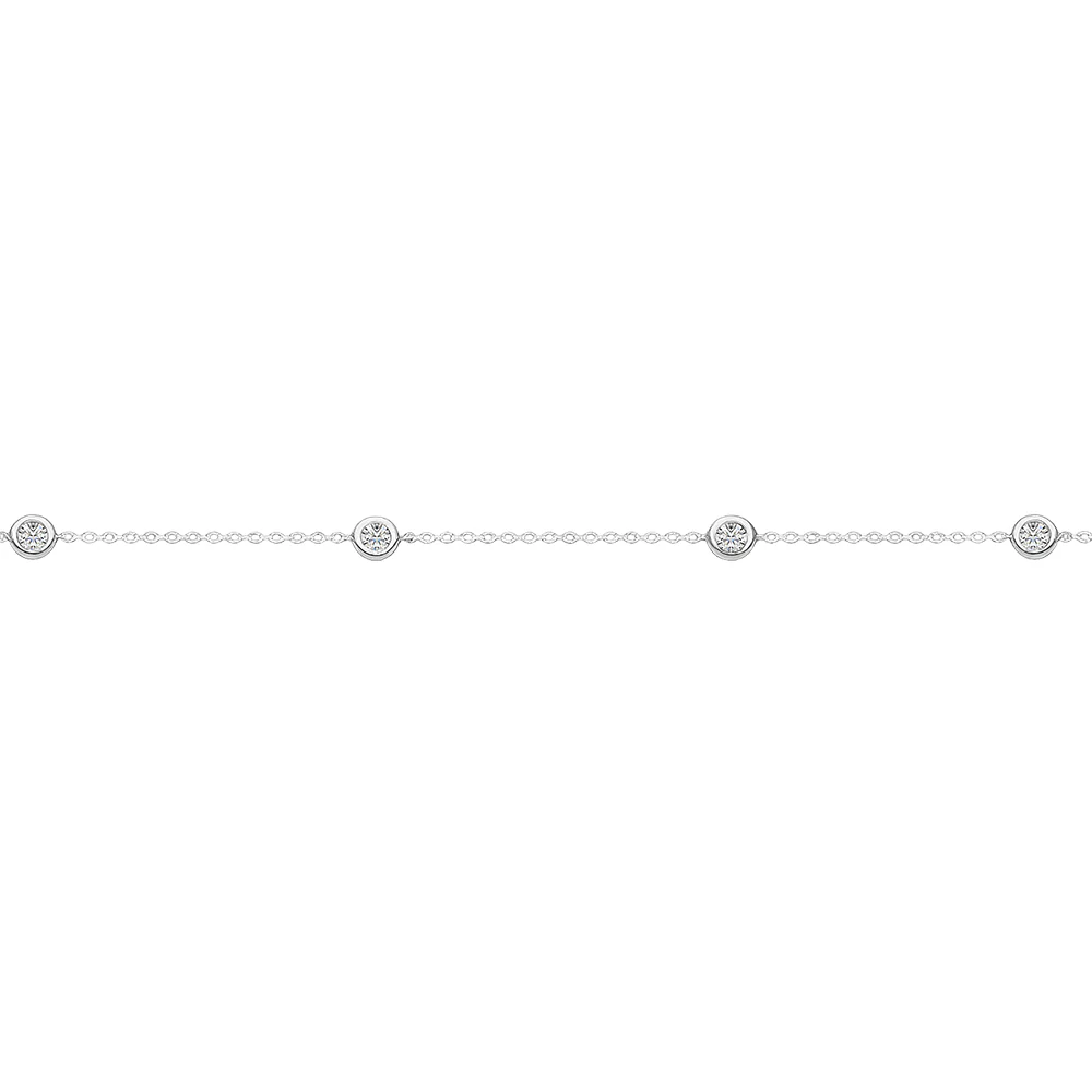 Bezel Set Lab Grown Diamond Bracelet - White Gold