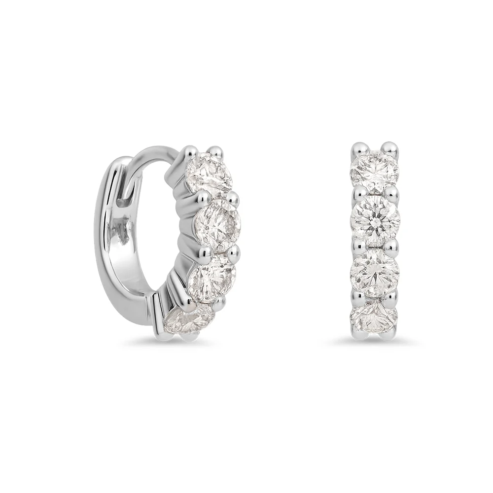 Lab Grown Huggie Earrings 0.90ct - White Gold