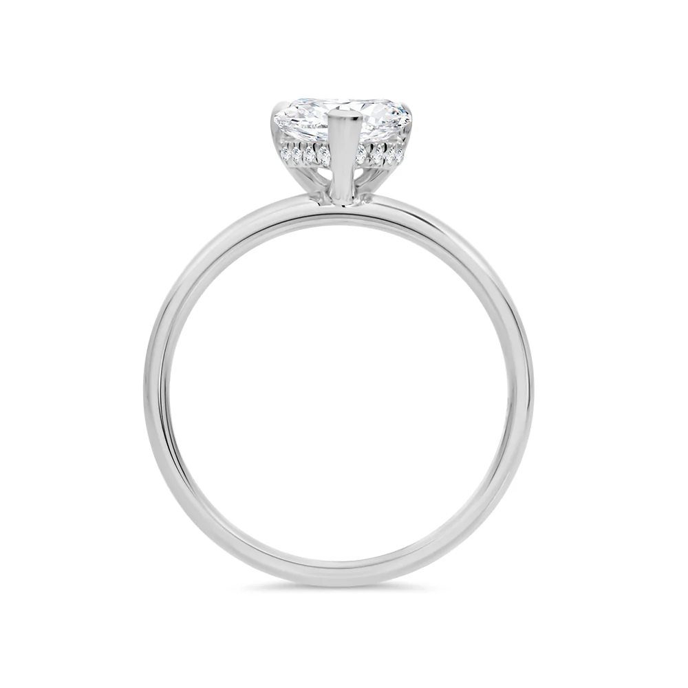 White Gold Heart Cut Lab Grown Diamond Solitaire With Hidden Halo - Image 2