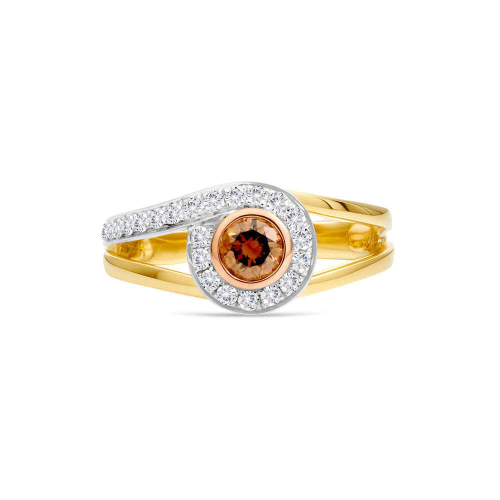 Australian Chocolate Diamond Bezel Set Ring 0.57ct TDW - Yellow Gold