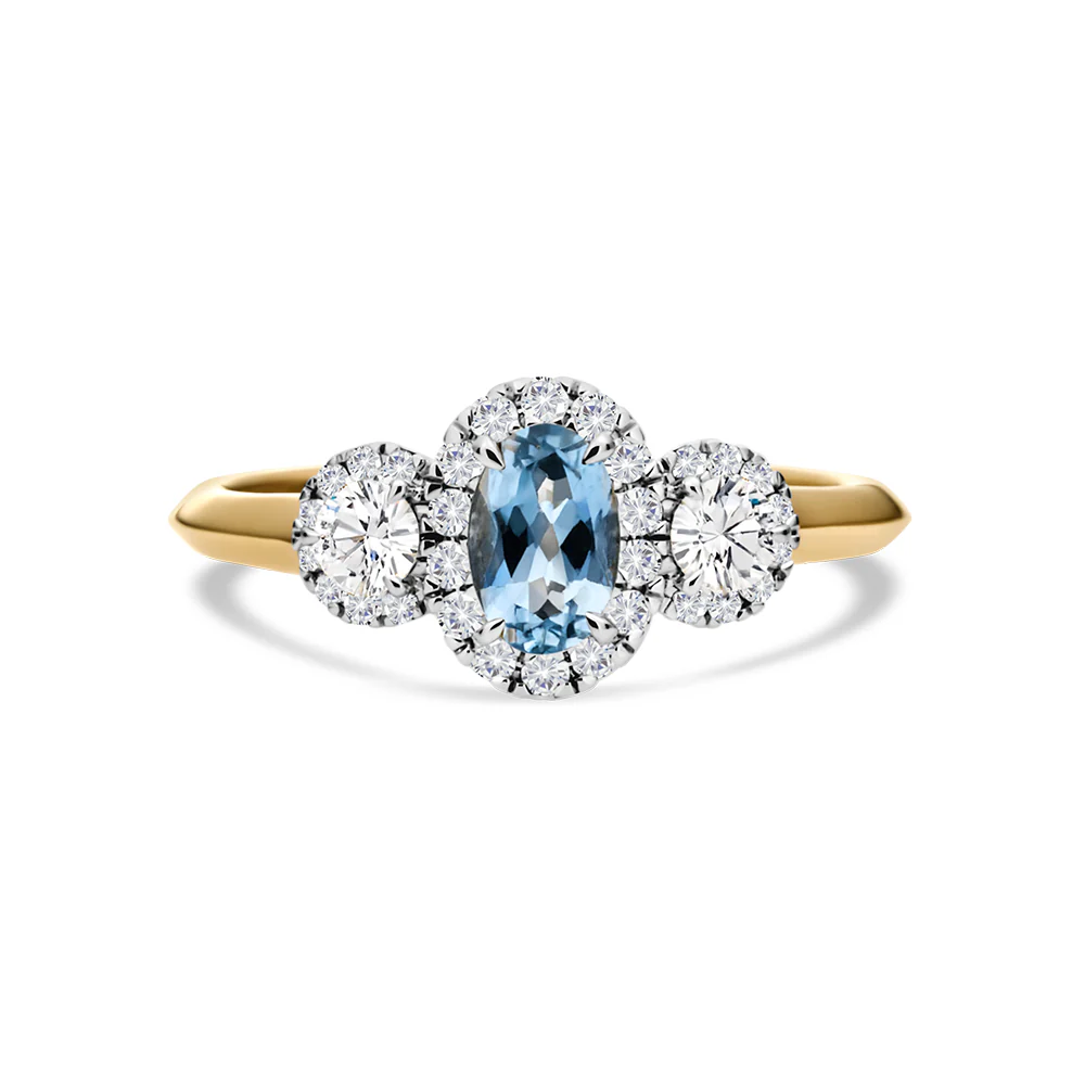Aquamarine & Diamond Ring - Yellow Gold