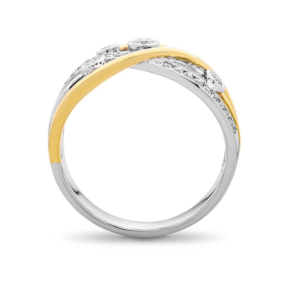 9CT Yellow And White Gold Diamond Dress Ring - Image 2