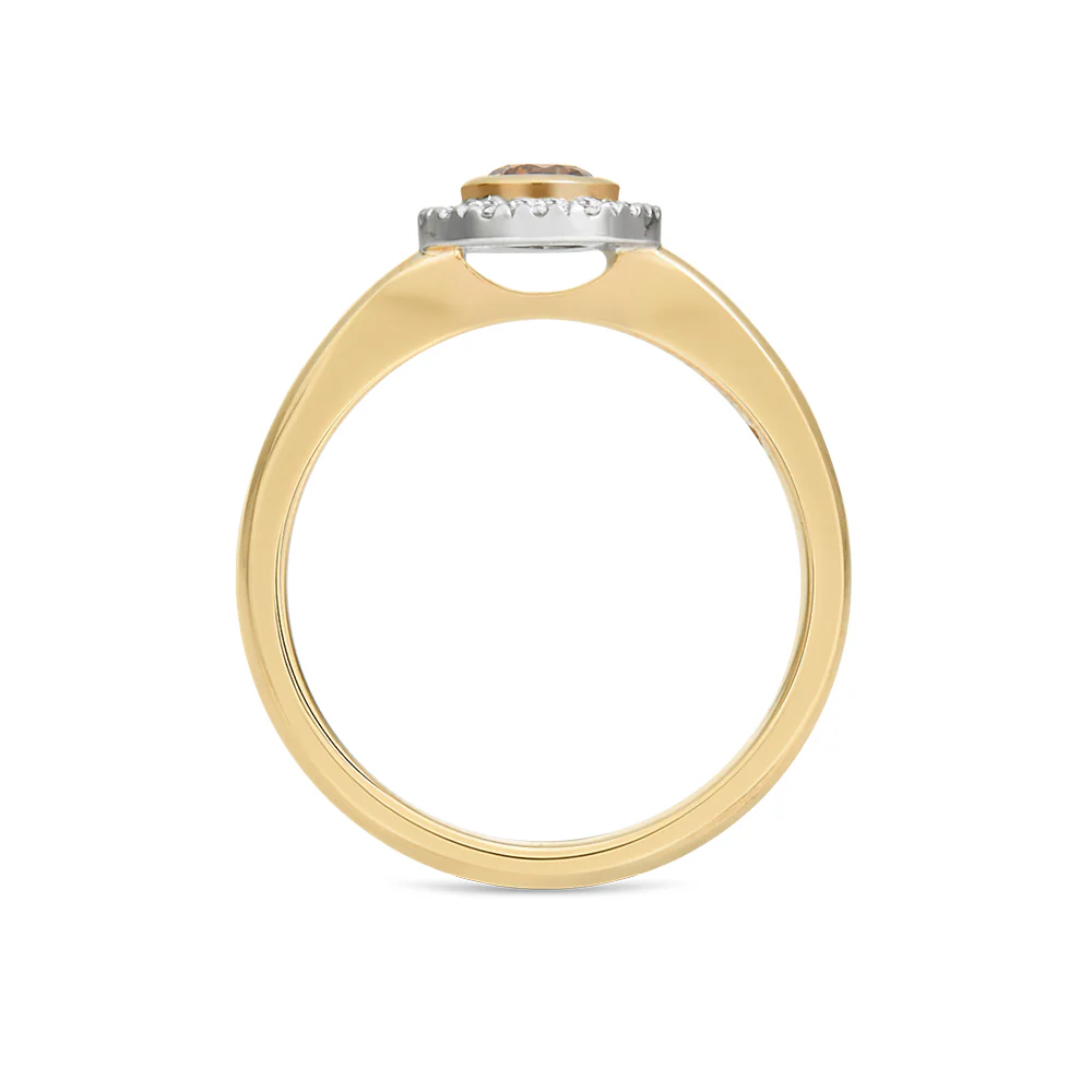 Australian Chocolate Diamond Bezel Set Ring - Yellow Gold - Image 2