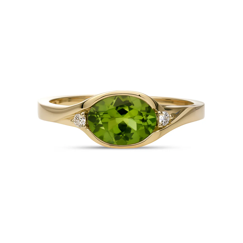 Peridot & Lab Grown Diamond Ring - Yellow Gold