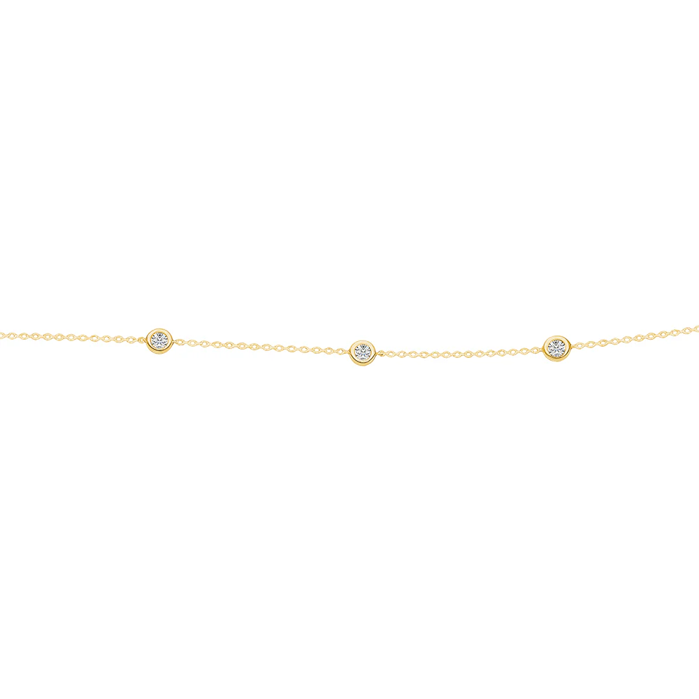 Bezel Set Lab Grown Diamond Bracelet - Yellow Gold