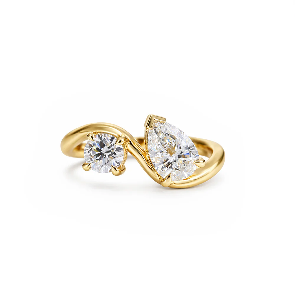 Pear & Brilliant Cut Lab Grown Diamond Ring 1.53ct TDW - Yellow Gold