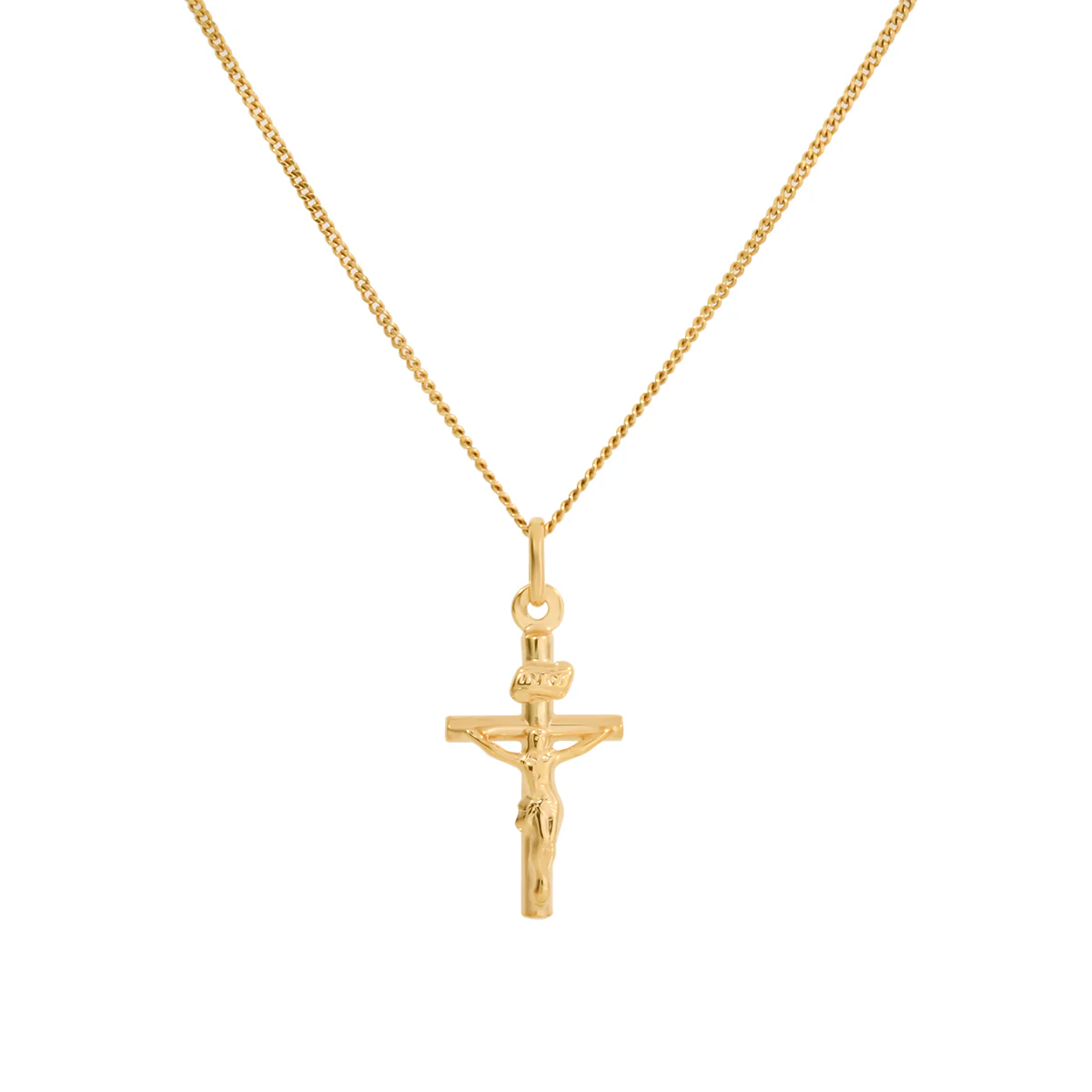 Crucifix Necklace 12x21mm - Yellow Gold